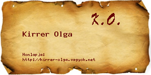 Kirrer Olga névjegykártya
